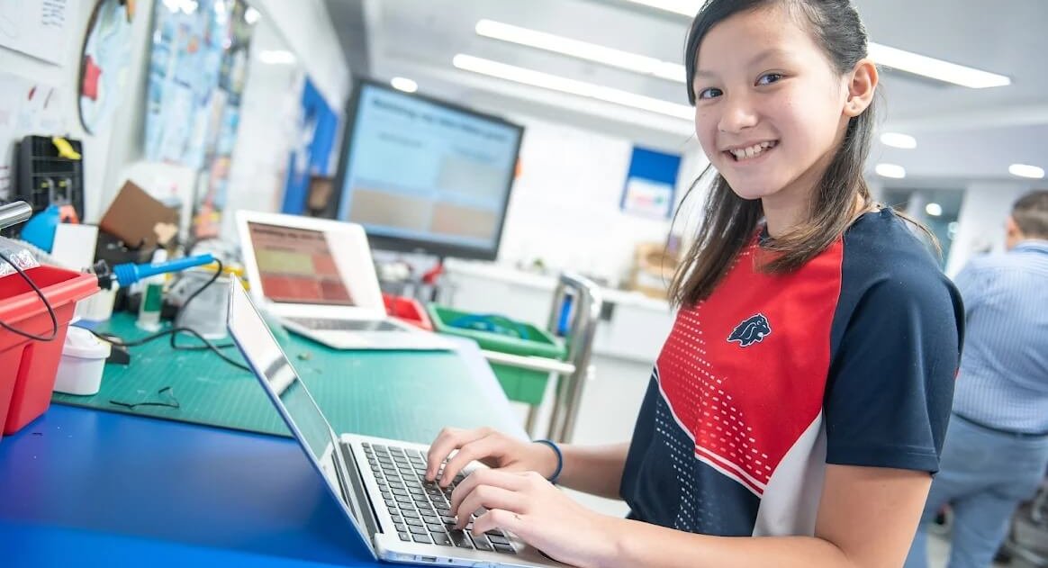 Secondary student mastering digital learning at Stamford HK