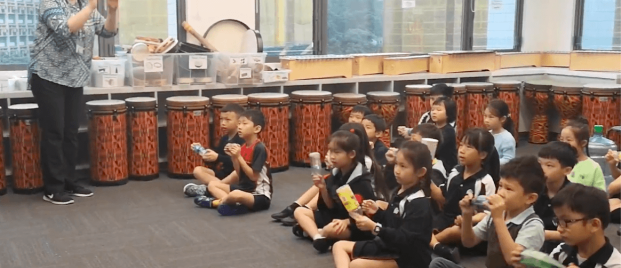 Interactive elementary music class at Stamford HK
