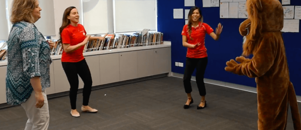 Stamford HK teachers demonstrate fun music activities.