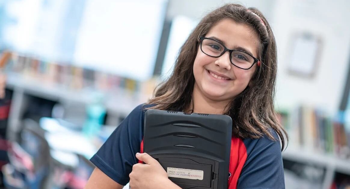 Happy middle school student at Stamford American HK