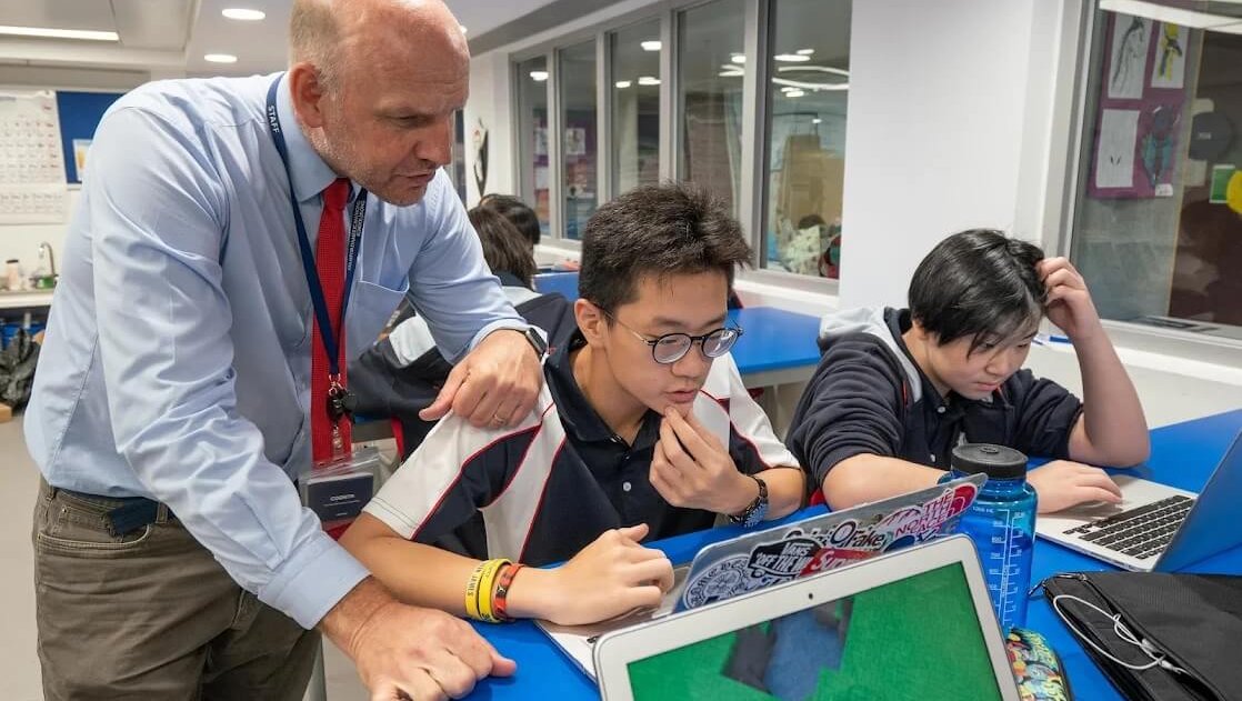 Secondary students coding at Stamford American HK