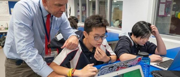 Secondary students coding at Stamford American HK