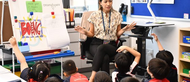 teacher talking to her class
