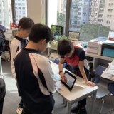 students working on a project together