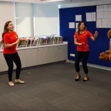 Stamford HK teachers demonstrate fun music activities.