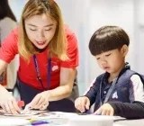 Bilingual class art activity at Stamford American HK