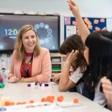 Elementary principal joining elementary math class at Stamford American HK