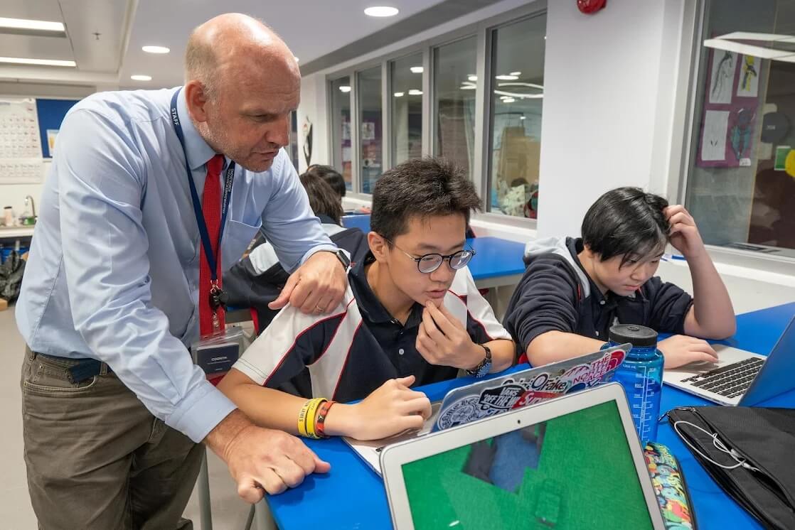 Secondary students coding at Stamford American HK