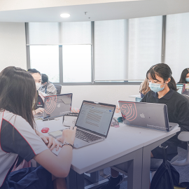 High school students engaged in learning at Stamford American HK